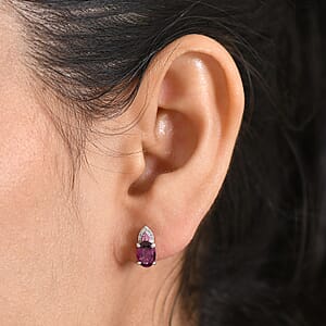 D'Joy Radiant Ember Garnet and Multi Gemstone 2.10 ctw Earrings in Rhodium Over Sterling Silver