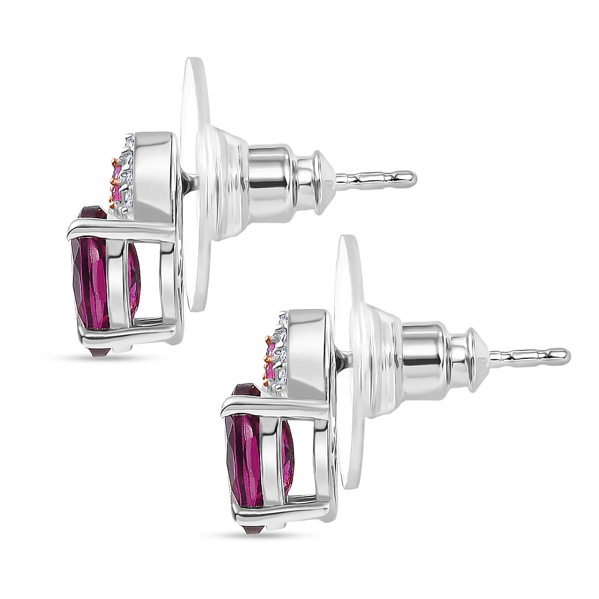 D'Joy Radiant Ember Garnet and Multi Gemstone 2.10 ctw Earrings in Rhodium Over Sterling Silver image number 2