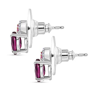 D'Joy Radiant Ember Garnet and Multi Gemstone 2.10 ctw Earrings in Rhodium Over Sterling Silver
