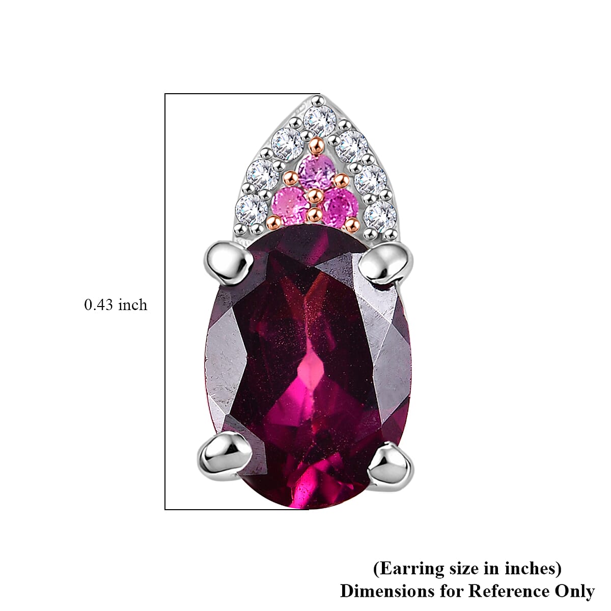 D'Joy Radiant Ember Garnet and Multi Gemstone 2.10 ctw Earrings in Rhodium Over Sterling Silver image number 3