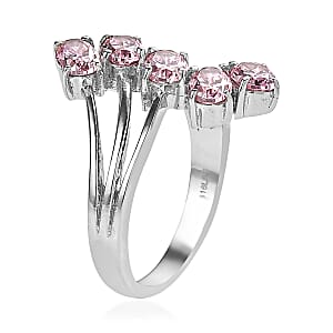 EverTrue Simulated PInk Diamond 5 Stone Ring in Stainless Steel (Size 6.0) 4.25 ctw