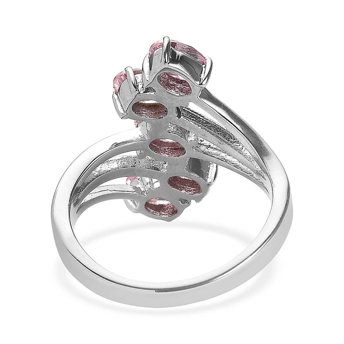EverTrue Simulated PInk Diamond 5 Stone Ring in Stainless Steel (Size 8.0) 4.25 ctw image number 4