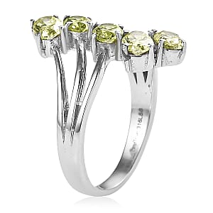 EverTrue Simulated Lime Diamond 3.65 ctw 5 Stone Ring in Stainless Steel (Size 5.0)