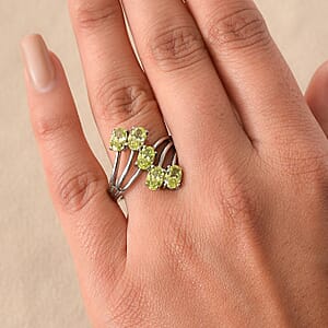 EverTrue Simulated Lime Diamond 3.65 ctw 5 Stone Ring in Stainless Steel (Size 6.0)