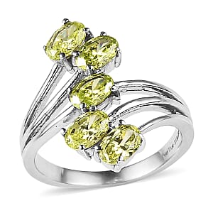 EverTrue Simulated Lime Diamond 3.65 ctw 5 Stone Ring in Stainless Steel (Size 9.0)