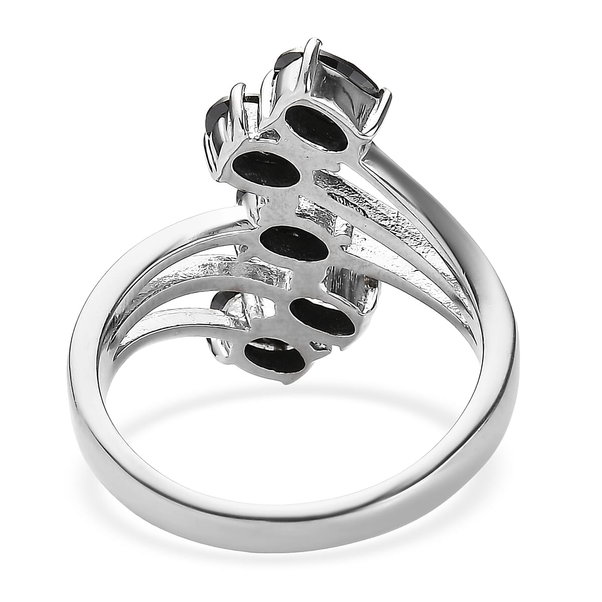 EverTrue Simulated Black Diamond 5 Stone Ring in Stainless Steel (Size 7.0) 3.50 ctw