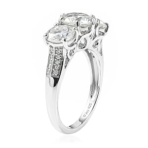 D'Joy Moissanite 2.90 ctw Ring in Platinum Over Sterling Silver (Size 10.0)