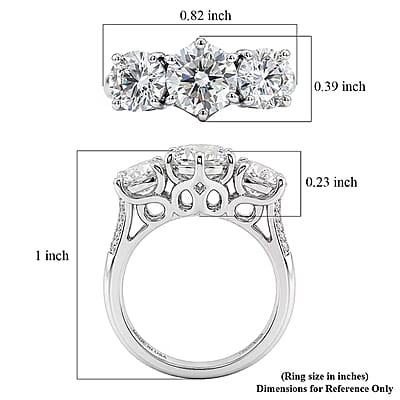 D'Joy Moissanite 2.90 ctw Ring in Platinum Over Sterling Silver (Size 10.0)