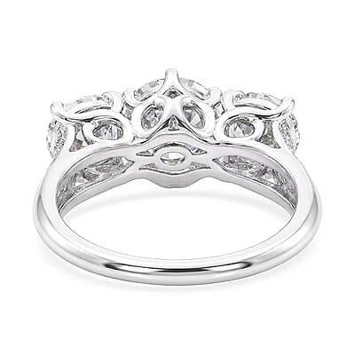 D'Joy Moissanite 2.90 ctw Ring in Platinum Over Sterling Silver (Size 10.0)