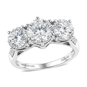D'Joy Moissanite 2.90 ctw Ring in Platinum Over Sterling Silver (Size 6.0)