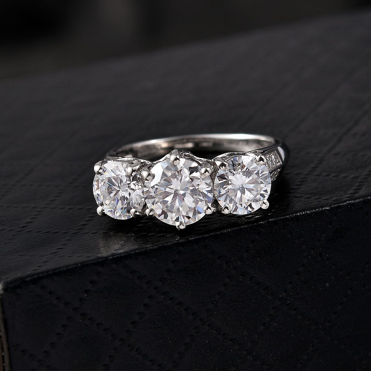 D'Joy Moissanite 2.90 ctw Ring in Platinum Over Sterling Silver (Size 6.0) image number 1