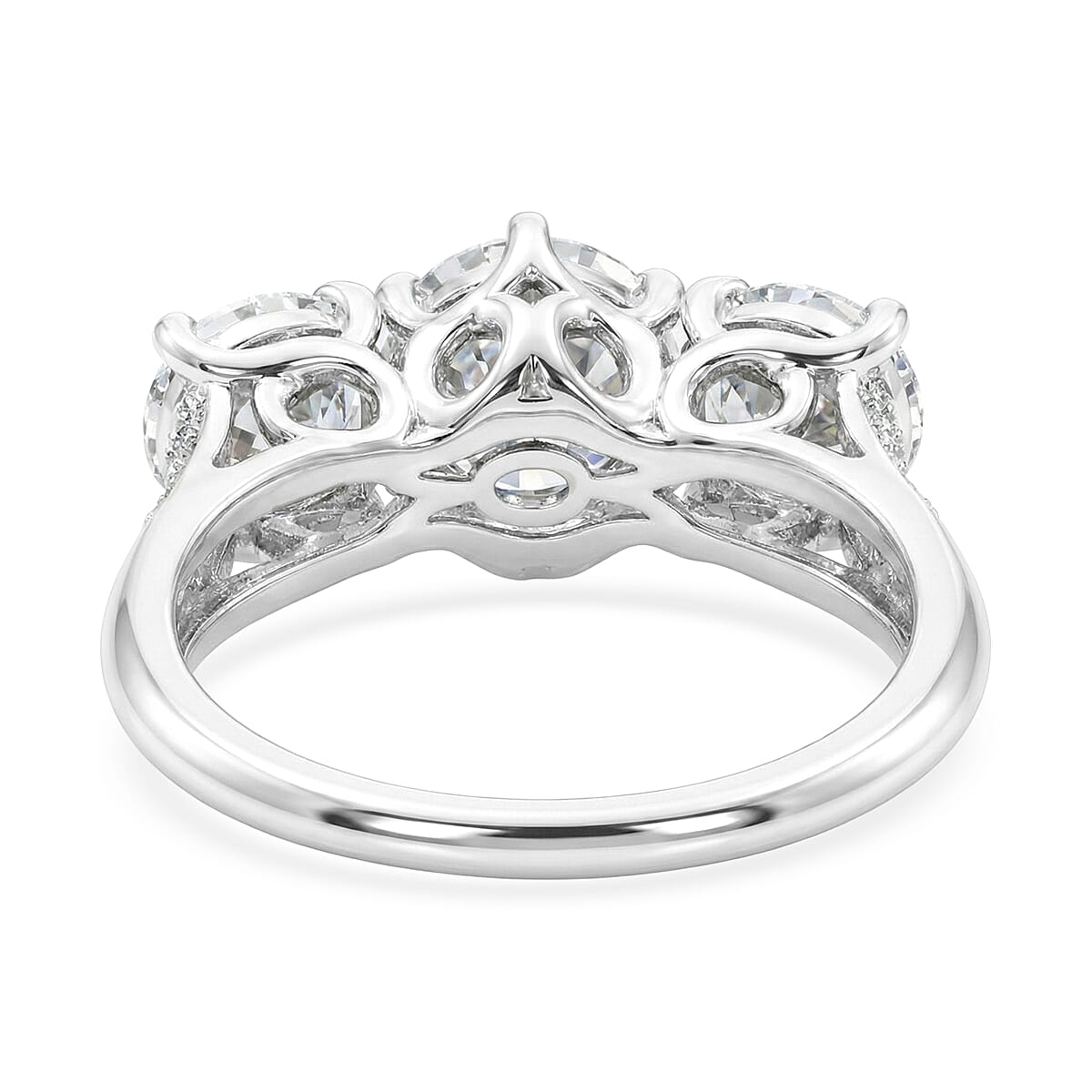 D'Joy Moissanite 2.90 ctw Ring in Platinum Over Sterling Silver (Size 7.0) image number 4