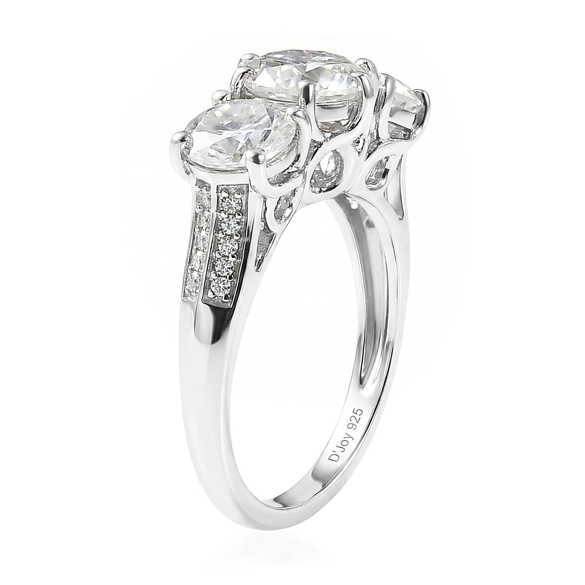 D'Joy Moissanite 2.90 ctw Ring in Platinum Over Sterling Silver (Size 8.0) image number 3