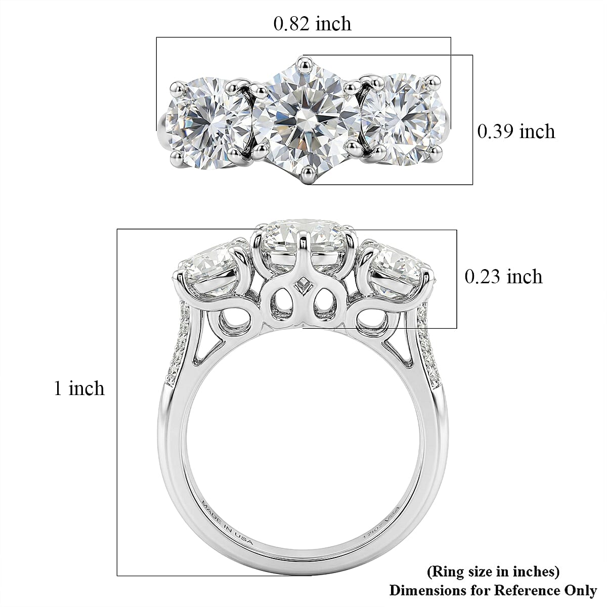 D'Joy Moissanite 2.90 ctw Ring in Platinum Over Sterling Silver (Size 9.0) image number 5