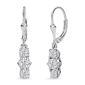D'Joy Moissanite 1.90 ctw Earrings in Platinum Over Sterling Silver