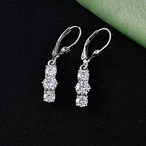 D'Joy Moissanite 1.90 ctw Earrings in Platinum Over Sterling Silver