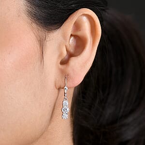 D'Joy Moissanite 1.90 ctw Earrings in Platinum Over Sterling Silver