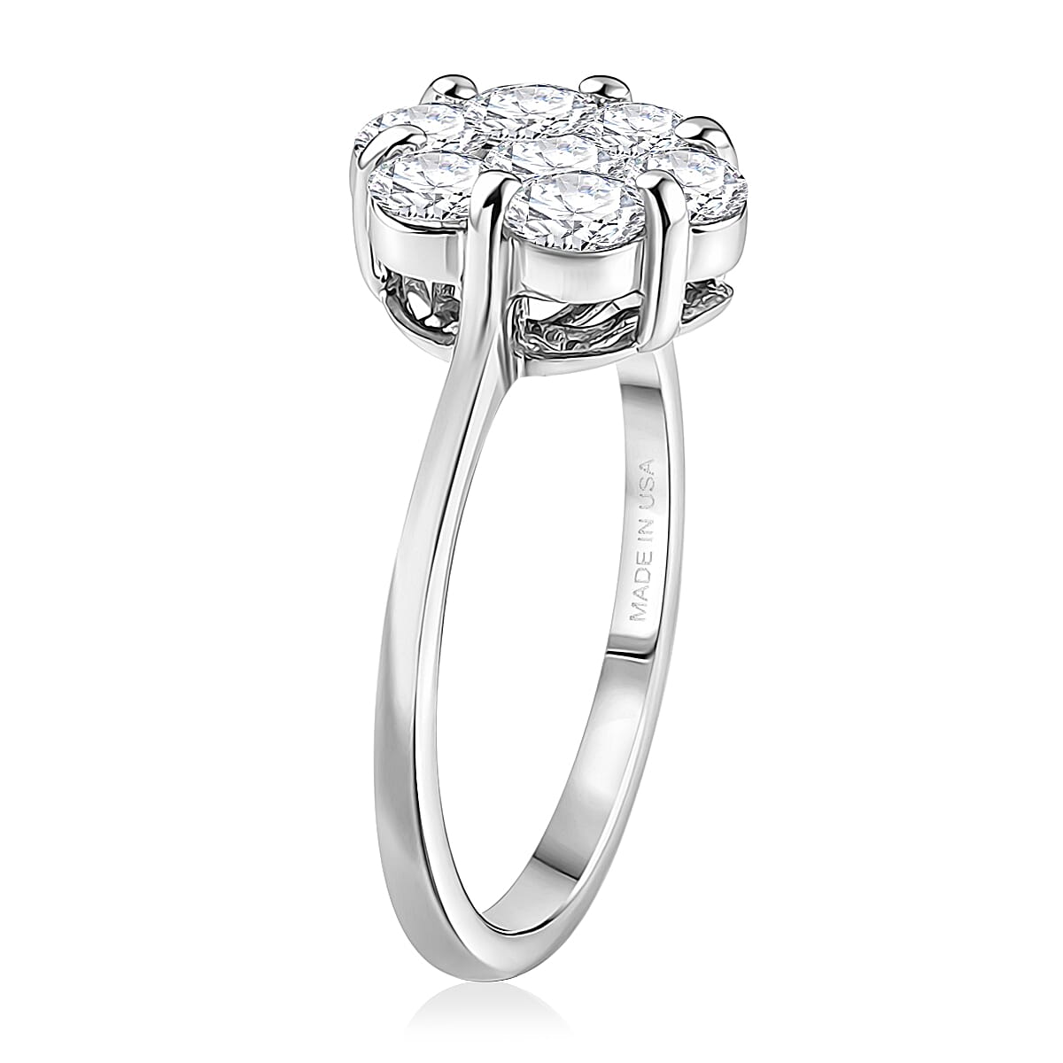 D'Joy Moissanite 1.30 ctw Floral Ring in Platinum Over Sterling Silver (Size 6.0)