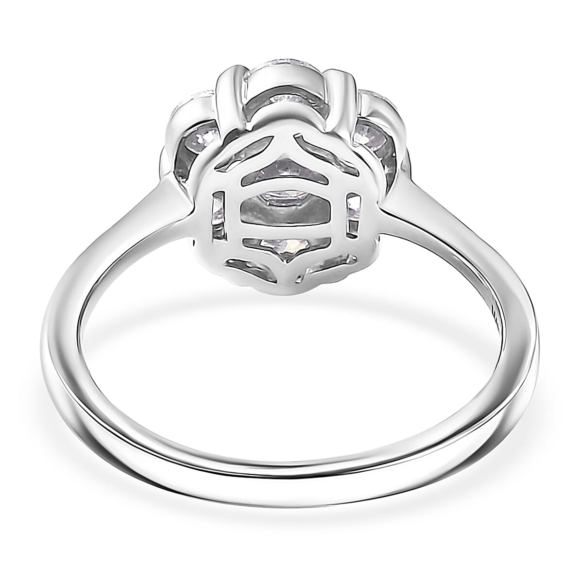 D'Joy Moissanite 1.30 ctw Floral Ring in Platinum Over Sterling Silver (Size 6.0)