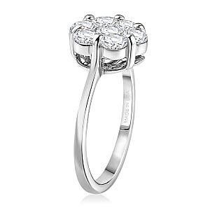 D'Joy Moissanite 1.30 ctw Floral Ring in Platinum Over Sterling Silver (Size 8.0)