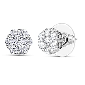 D'Joy Moissanite 1.60 ctw Floral Earrings in Platinum Over Sterling Silver