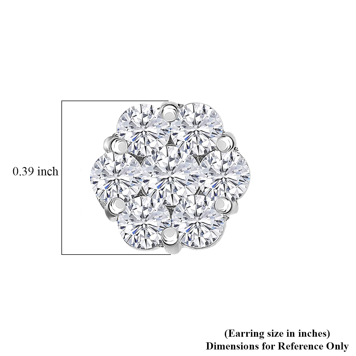D'Joy Moissanite 1.60 ctw Floral Earrings in Platinum Over Sterling Silver