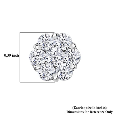 D'Joy Moissanite 1.60 ctw Floral Earrings in Platinum Over Sterling Silver
