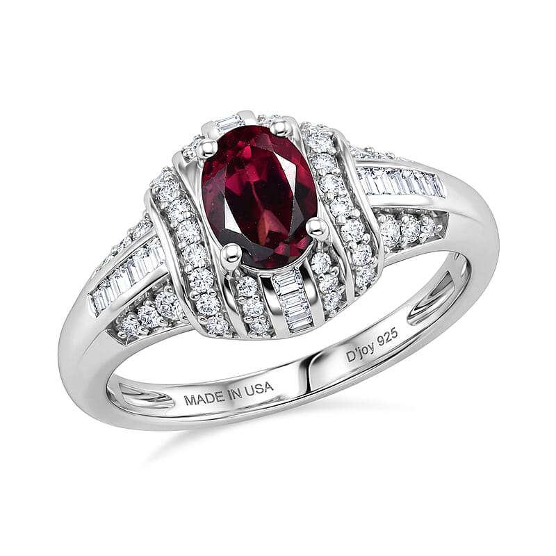 D'Joy Premium Malawi Magenta Garnet and Diamond 1.25 ctw Midnight Majesty Ring in Rhodium Over Sterling Silver (Size 10.0)