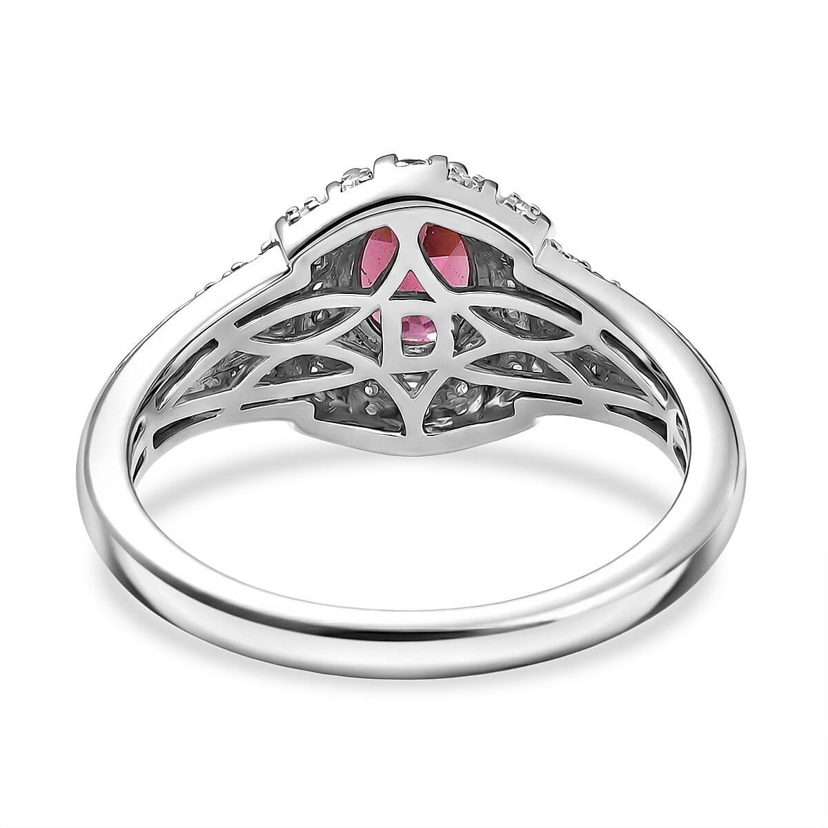 D'Joy Premium Malawi Magenta Garnet and Diamond 1.25 ctw Ring in Rhodium Over Sterling Silver (Size 10.0) image number 4