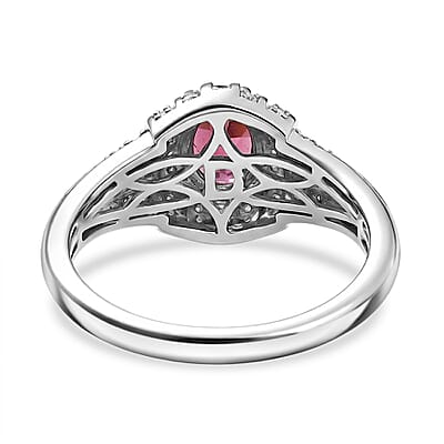 D'Joy Premium Malawi Magenta Garnet and Diamond 1.25 ctw Midnight Majesty Ring in Rhodium Over Sterling Silver (Size 10.0)