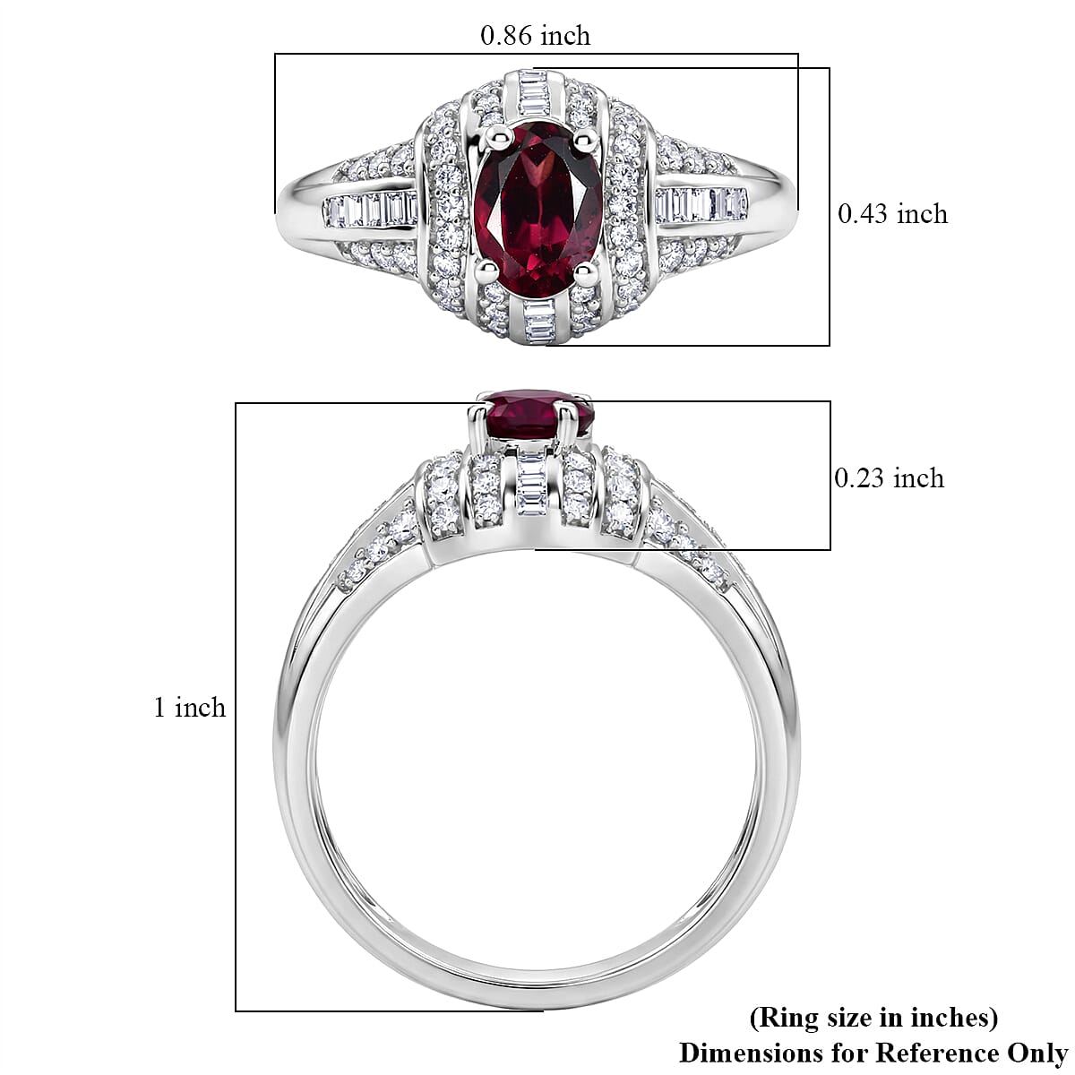 D'Joy Premium Malawi Magenta Garnet and Diamond 1.25 ctw Ring in Rhodium Over Sterling Silver (Size 10.0) image number 5