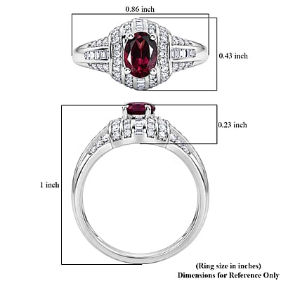 D'Joy Premium Malawi Magenta Garnet and Diamond 1.25 ctw Midnight Majesty Ring in Rhodium Over Sterling Silver (Size 10.0)