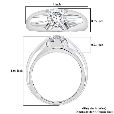Luxuriant G, SI Lab Grown Diamond Men's Ring in Sterling Silver 1.20 ctw (Size 10.0)