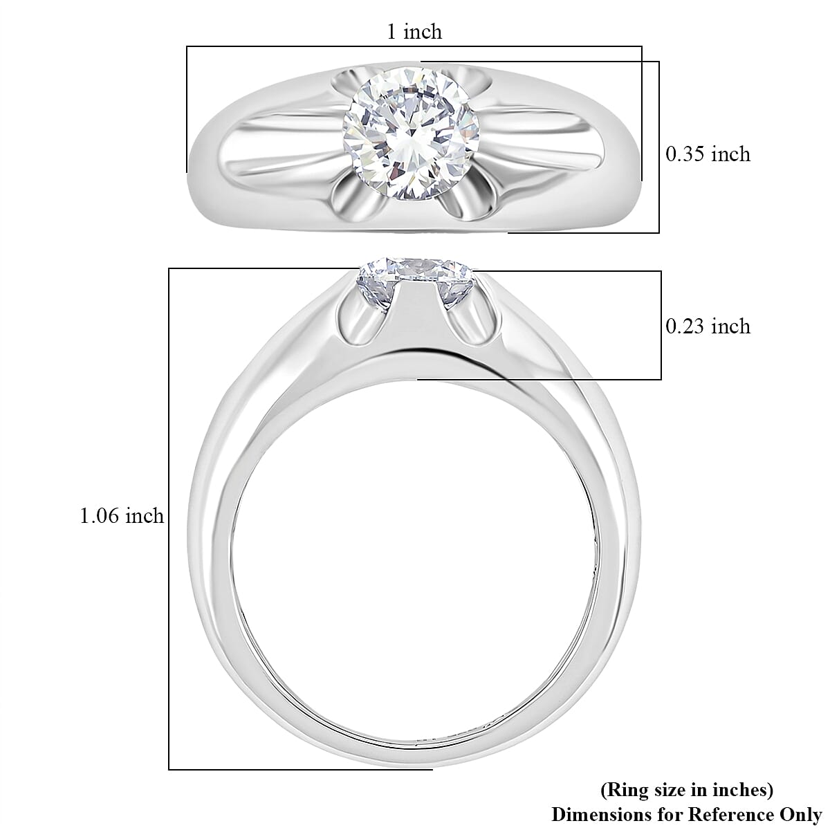 Luxuriant Lab Grown Diamond G SI 1.20 ctw Men's Ring in Sterling Silver (Size 11.0)  image number 5
