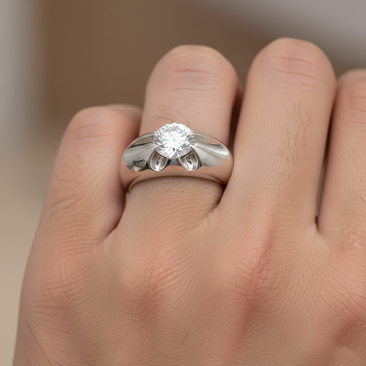 Luxuriant Lab Grown Diamond G SI 1.20 ctw Men's Ring in Sterling Silver (Size 13.0)  image number 2