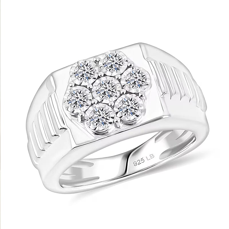 Luxuriant Lab Grown Diamond Men's Ring in Sterling Silver 0.50 ctw (Size 10.0)