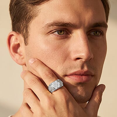 Luxuriant Lab Grown Diamond Men's Ring in Sterling Silver 0.50 ctw (Size 10.0)