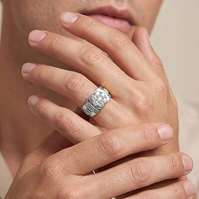 Luxuriant Lab Grown Diamond Men's Ring in Sterling Silver 0.50 ctw (Size 10.0)