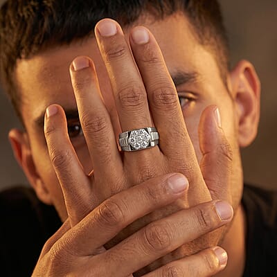 Luxuriant Lab Grown Diamond Men's Ring in Sterling Silver 0.50 ctw (Size 10.0)