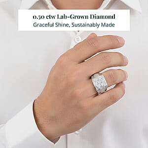 Luxuriant Lab Grown Diamond Men's Ring in Sterling Silver 0.50 ctw (Size 11.0)