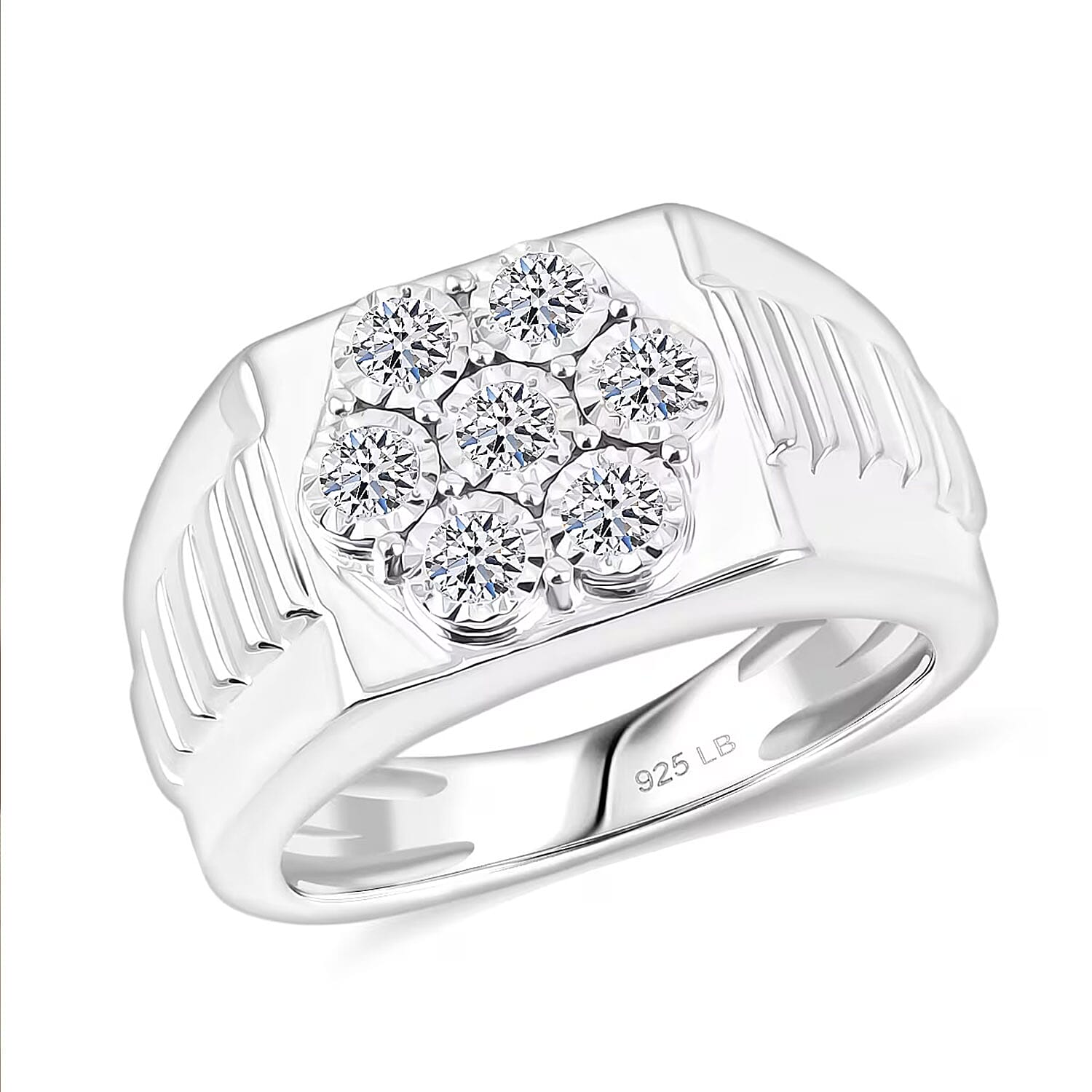 Luxuriant Lab Grown Diamond Men's Ring in Sterling Silver 0.50 ctw (Size 12.0)