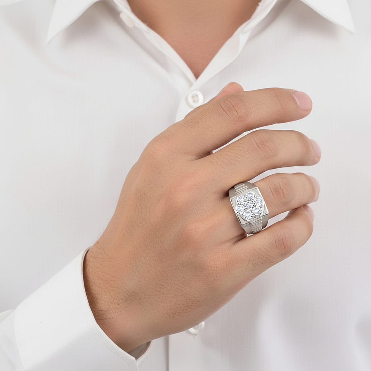 Luxuriant Lab Grown Diamond 0.50 ctw Ring in Sterling Silver (Size 12.0)  image number 2