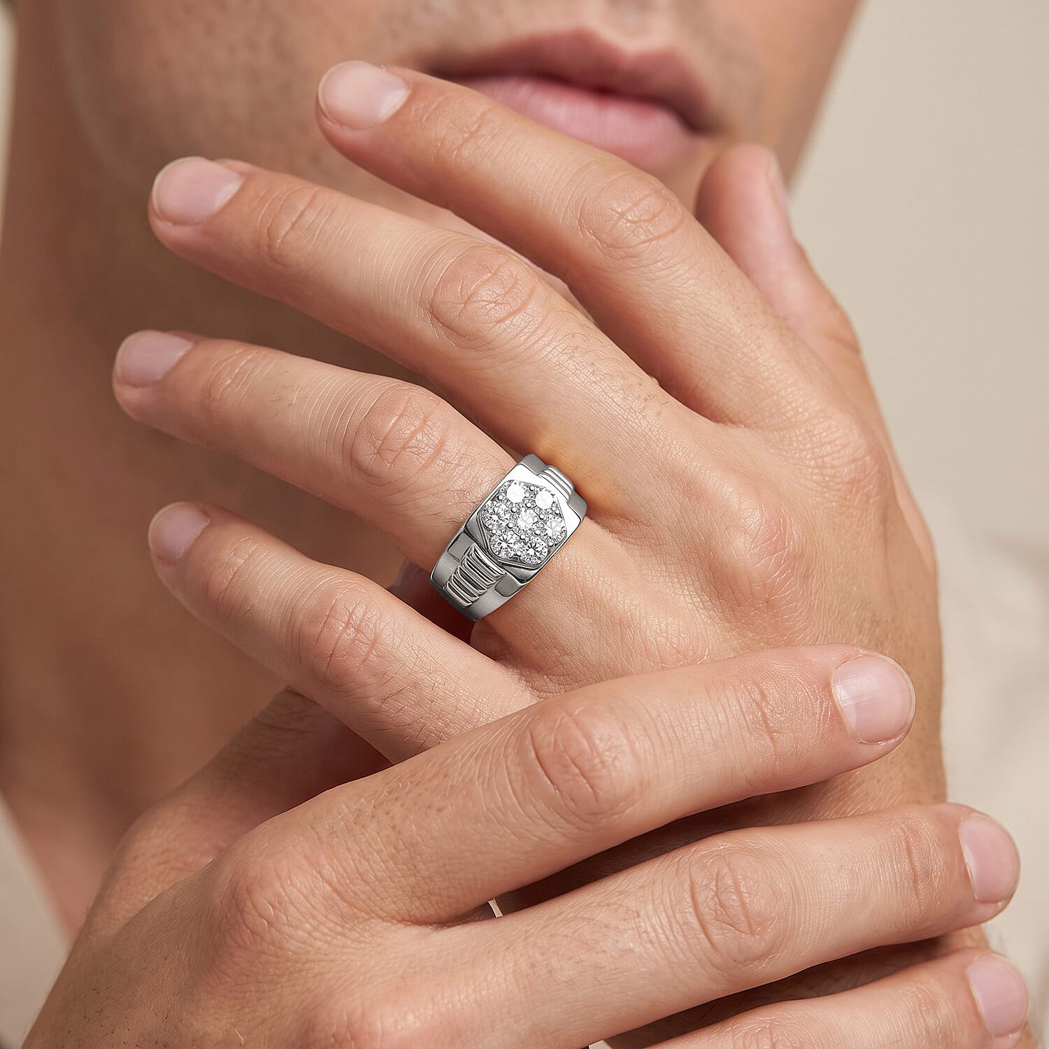Luxuriant Lab Grown Diamond Men's Ring in Sterling Silver 0.50 ctw (Size 12.0)