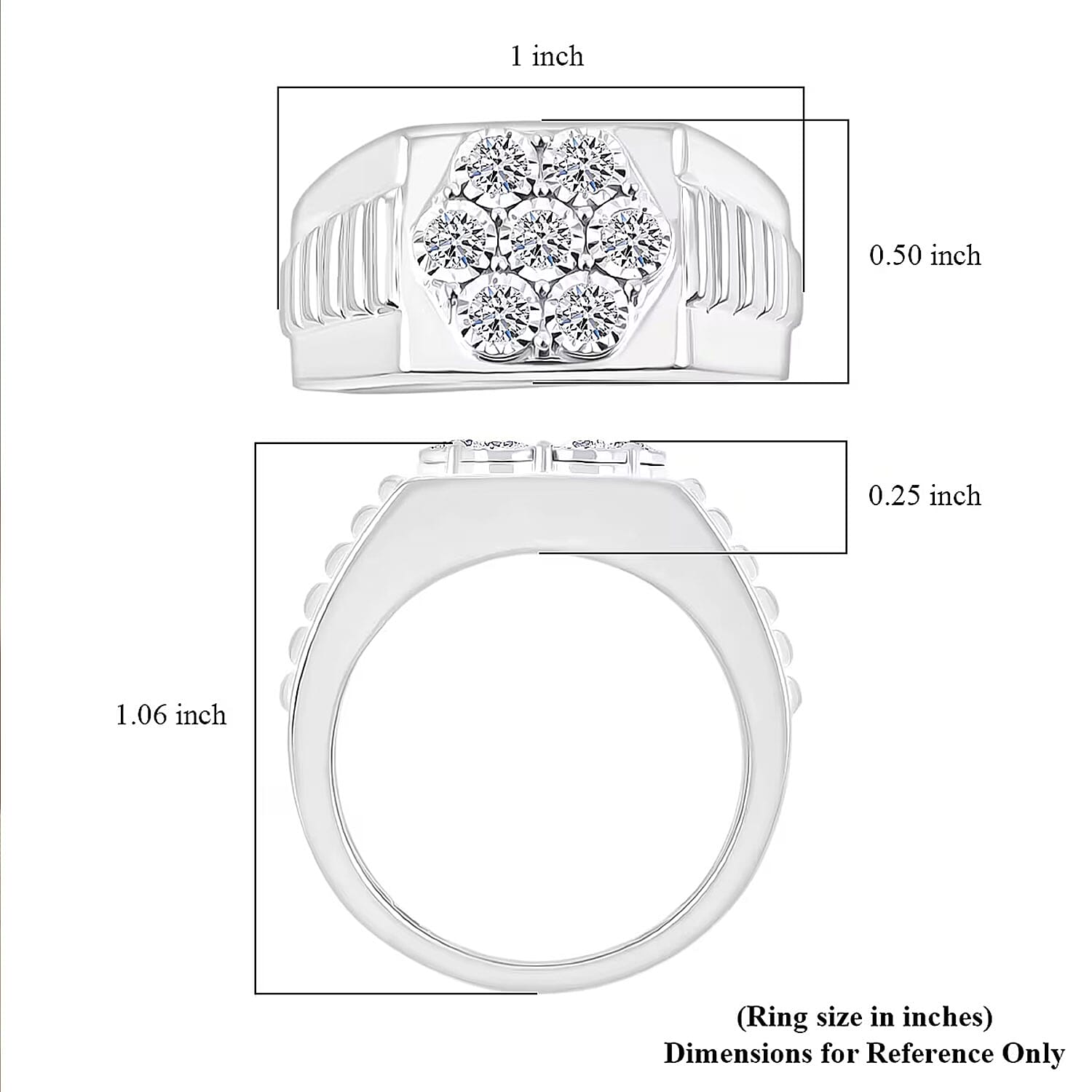 Luxuriant Lab Grown Diamond Men's Ring in Sterling Silver 0.50 ctw (Size 12.0)