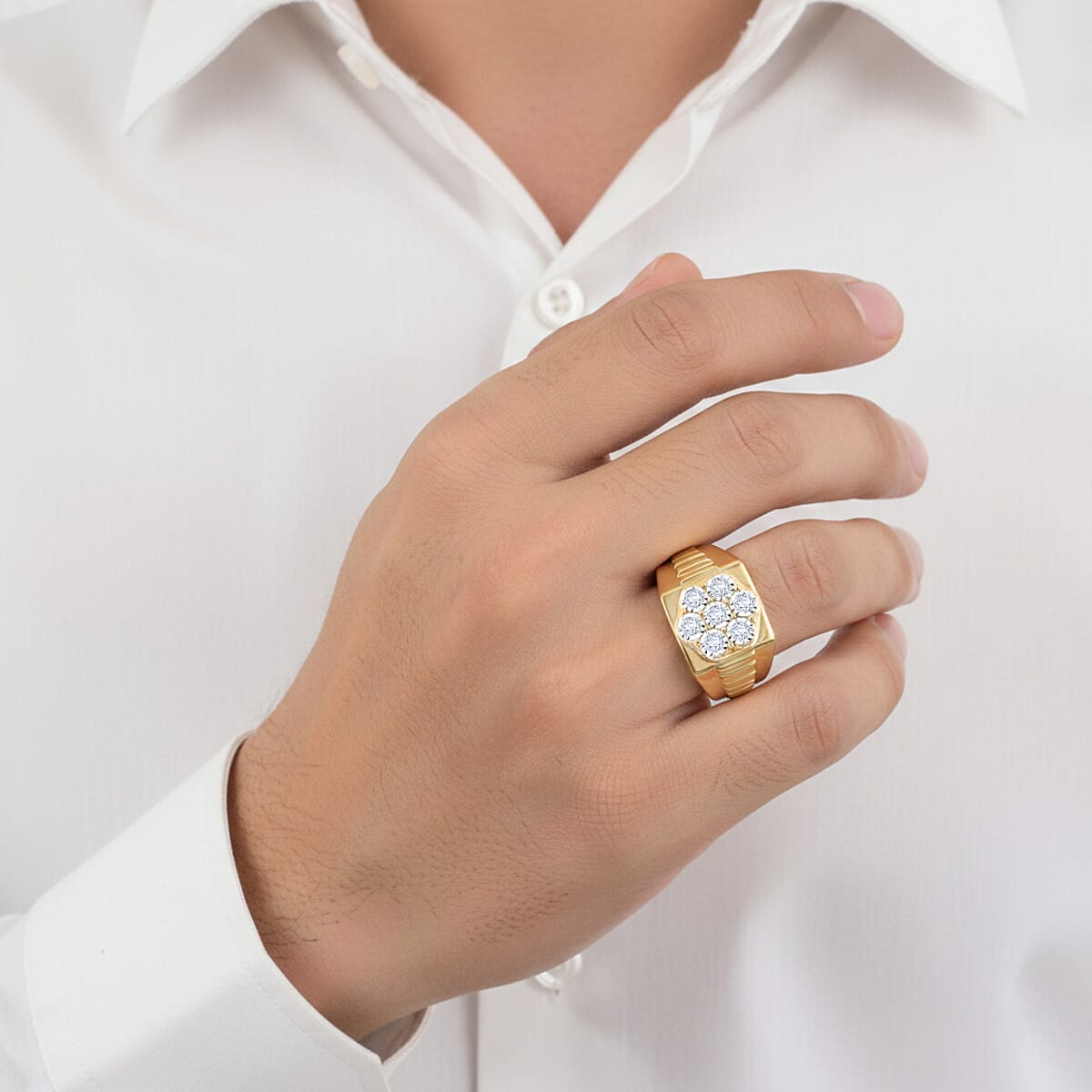 Luxuriant Lab Grown Diamond 0.50 ctw Ring in 14K YG Over Sterling Silver (Size 11.0)  image number 2