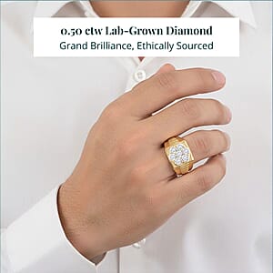 Luxuriant Lab Grown Diamond Men's Ring in 14K YG Over Sterling Silver 0.50 ctw (Size 9.0)