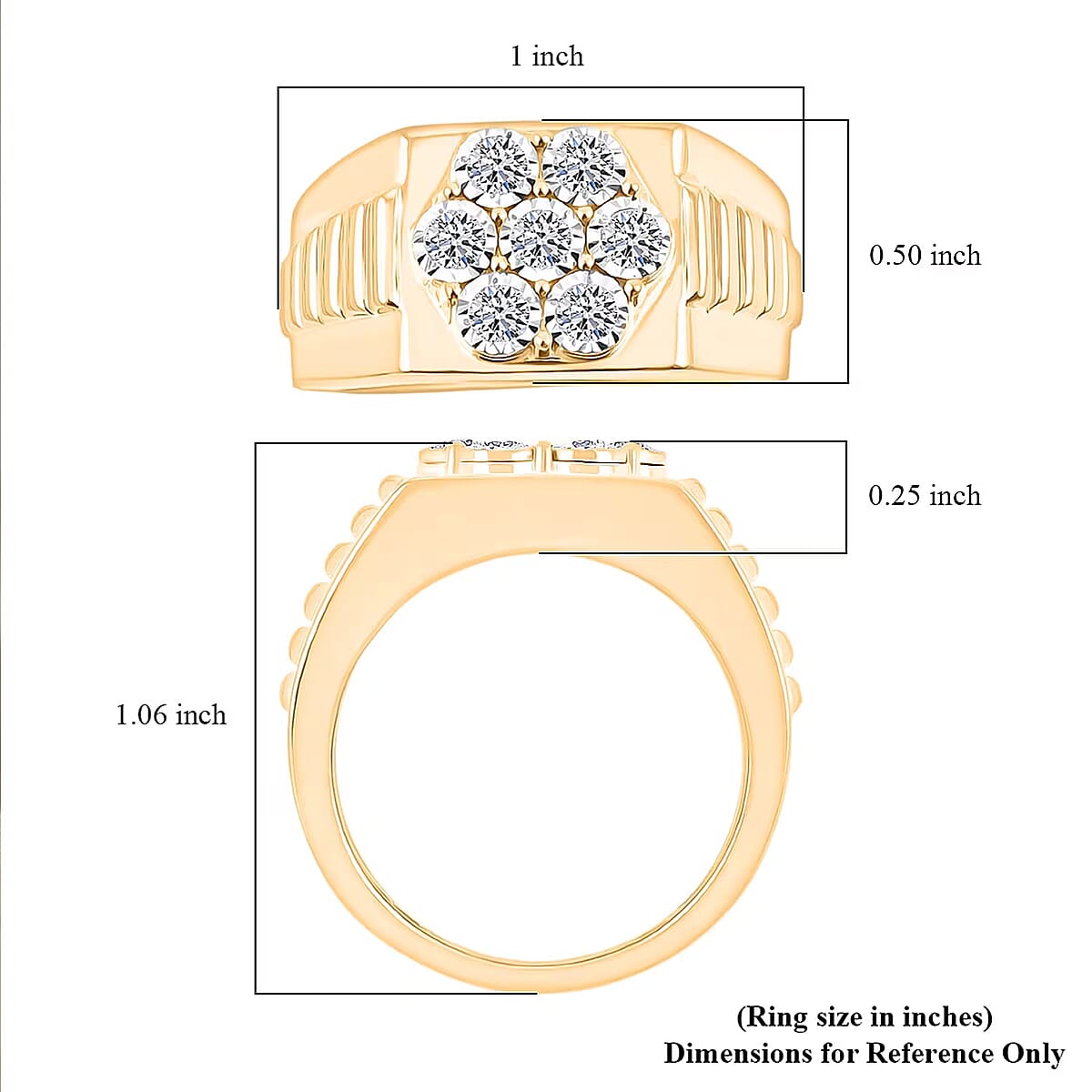 Luxuriant Lab Grown Diamond Men's Ring in 14K YG Over Sterling Silver 0.50 ctw (Size 9.0) image number 6