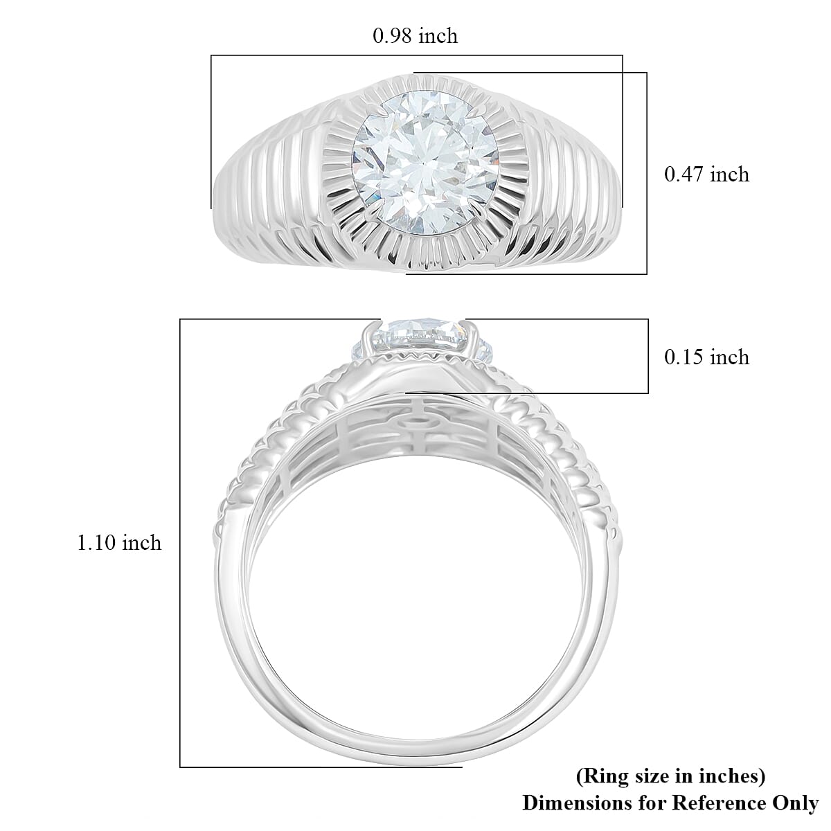 Luxuriant Lab Grown Diamond Men's Ring in Sterling Silver 2.00 ctw (Size 9.0) image number 5