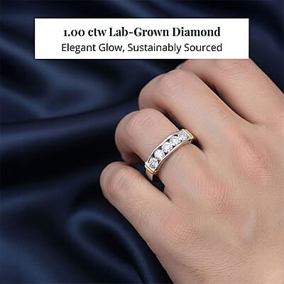 Luxuriant Lab Grown Diamond Men's Ring in 14K YG Over and Sterling Silver 1.00 ctw (Size 10.0)