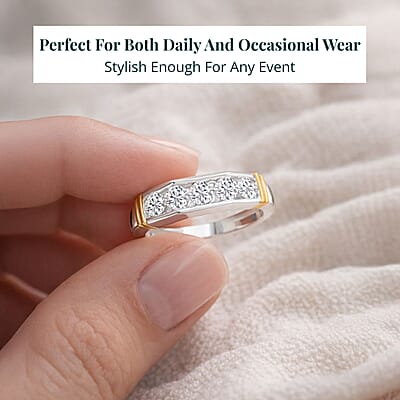 Luxuriant Lab Grown Diamond Men's Ring in 14K YG Over and Sterling Silver 1.00 ctw (Size 10.0)